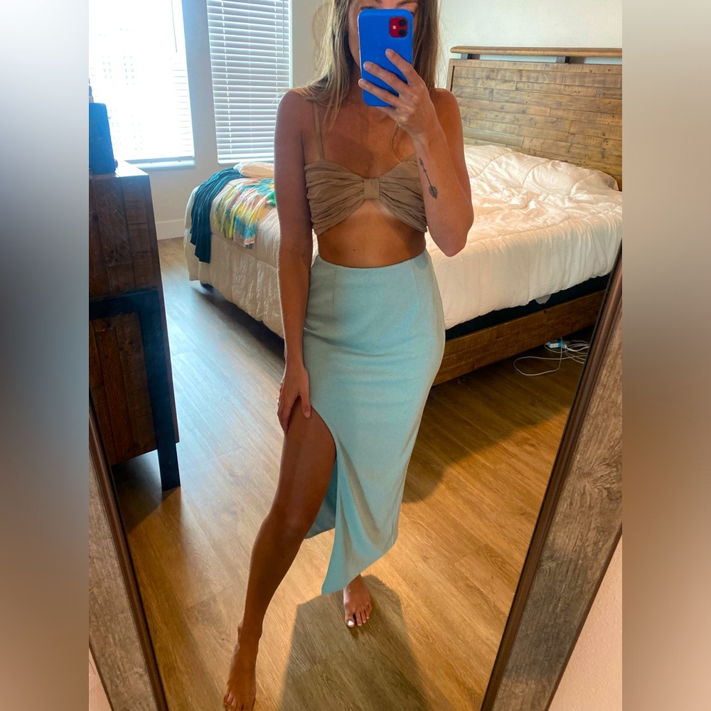 Vici blue slit skirt